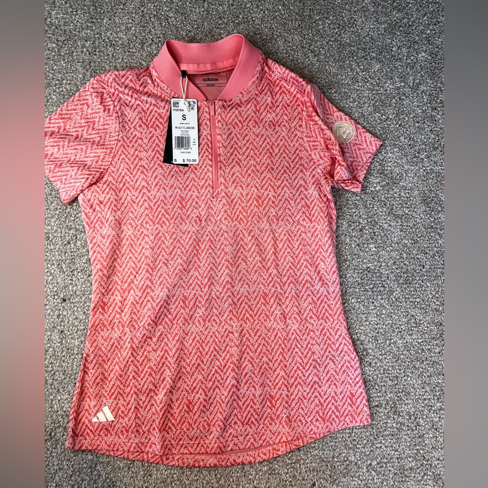NEW! Adidas Coral Zip Polo- Womens small Golf shirt